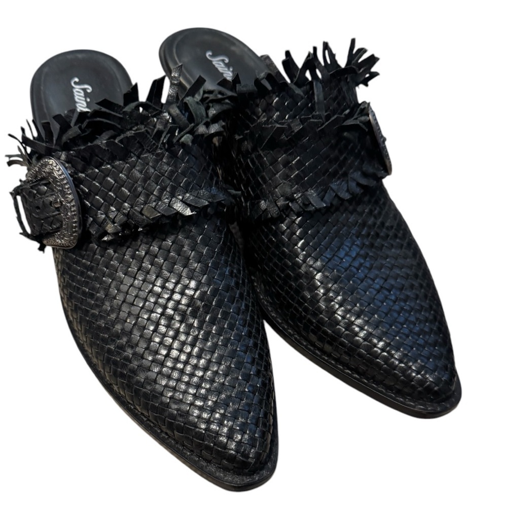 Saint G Luna Woven Western Sabot black sz 9